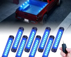 Xprite Blue Focal Series Truck Bed Interior Exterior LED Light 8 Pod Set