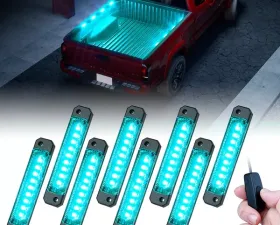 Xprite Green Focal Series Truck Bed Interior Exterior LED Light 8 Pod Set