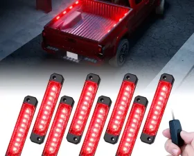 Xprite Red Focal Series Truck Bed Interior Exterior LED Light 8 Pod Set