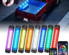 Xprite RGB Focal Series Truck Bed Bluetooth and Remote Control RGB LED Light 8 Pod Set