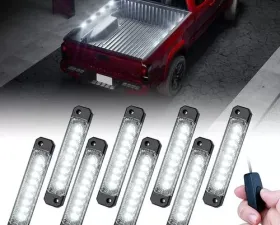 Xprite White Focal Series Truck Bed Interior Exterior LED Light 8 Pod Set