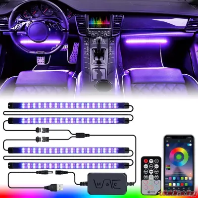 Xprite 4PC USB Celestial Series Double Row RGB LED Interior Car Light Set - DL-IL-G5