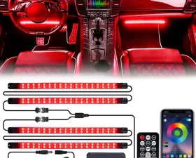 Xprite 4PC Cigarrete Adapter Celestial Series Double Row RGB LED Interior Car Light Set
