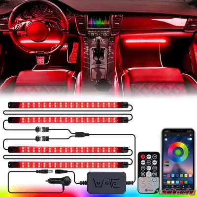 Xprite 4PC Cigarrete Adapter Celestial Series Double Row RGB LED Interior Car Light Set - DL-IL-G6