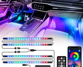 Xprite 4PC Celestial Dream Series RGB LED Interior Car Light Set - Bluetooth and Remote Control