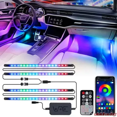 Xprite 4PC Celestial Dream Series RGB LED Interior Car Light Set - Bluetooth and Remote Control - DL-IL-G9