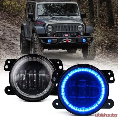 Xprite 4" Blue Escapade Series 60W LED Fog Lights Jeep | Dodge | Chrysler 2005-2023 - FL-DRL-G2-B