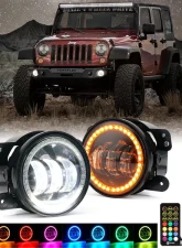 Xprite G2 4" LED Fog Light With RGB Halos with Bluetooth and Remote Control Jeep | Dodge | Chrysler 2005-2023                                     - FL-DRL-G2-RGB - Image 2