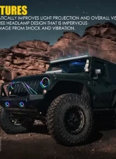 Xprite 7" Exhibit Series 90W LED Headlight & Fog Light Jeep Wrangler JK 2007-2018                                     - XP-JL-HL-JK-90W-G3-CHASE-KIT - Image 2