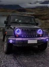 Xprite 7" Aura Series LED Headlight & Fog Light Jeep Wrangler JK JKU 2007-2018                                     - HL-90W-G2-RGB-KIT - Image 2