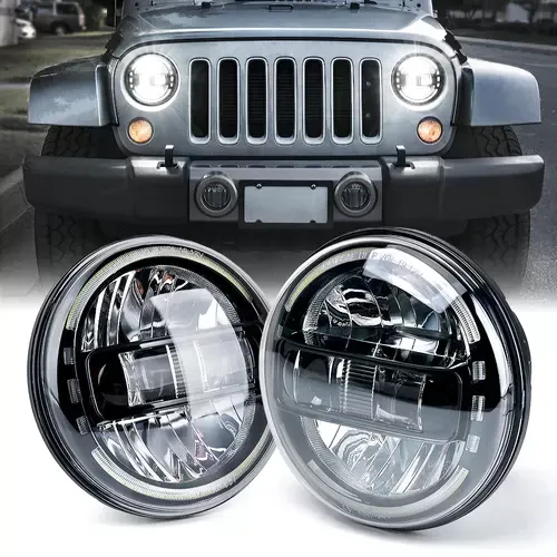 Xprite 7" Envision Series 60W LED Headlights With Halo DRL Jeep Wrangler | Hummer H1 1992-2018 - HL-R7IN-G13-K