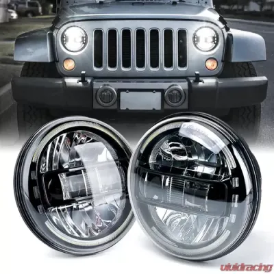 Xprite 7" Envision Series 60W LED Headlights With Halo DRL Jeep Wrangler | Hummer H1 1992-2018 - HL-R7IN-G13-K