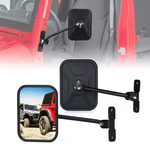 Xprite Black Aluminum Side Mirrors Jeep Wrangler JK JKU 2007-2018 - JK-SM-G1