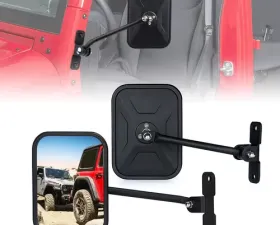 Xprite Black Aluminum Side Mirrors Jeep Wrangler JK JKU 2007-2018