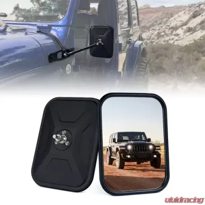 Xprite Black Aluminum Side Mirrors Jeep Wrangler JL JLU 2018-2022 - JL-SM-G1