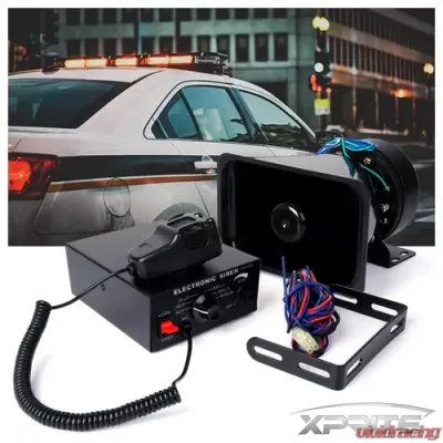 Xprite 100W 7 Tone PA System Emergency Vehicle Siren Speaker PA System with Handheld Microphone - SIREN-100W
