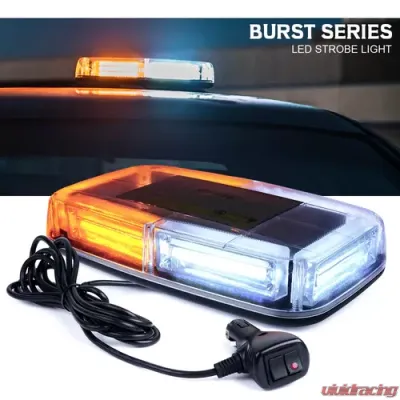 Xprite White/Amber Burst Series COB LED 30W Rooftop Strobe Light with Magnetic Base - SL-C106-WY