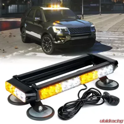 Xprite 14.5" White/Amber Pursuit LED Series Rooftop Strobe Light - SL-C108M-G1-WY
