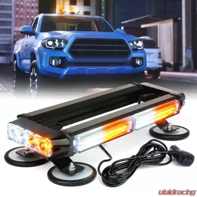 Xprite 14.5" White/Amber Pursuit LED Series Rooftop Strobe Light with Magnetic Base - SL-C108M-G2-WY