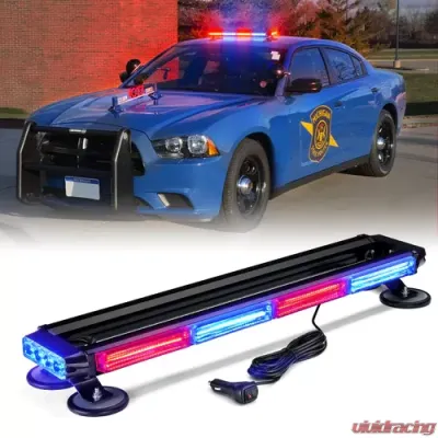 Xprite 26" Red/Blue Pursuit COB Series Rooftop LED Strobe Light with Magnetic Base - SL-C108M-G6-RB