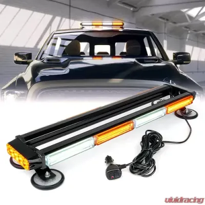 Xprite 26" White/Amber Pursuit COB Series Rooftop LED Strobe Light with Magnetic Base - SL-C108M-G6-WY
