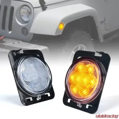 Xprite Clear LED Side Marker Fender Lights Jeep Wrangler JK 2007-2018 - SL-JK-G1-CLR