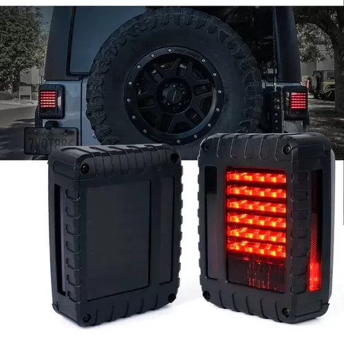 Xprite Smoke Defender Series LED Tail Light Assembly Jeep Wrangler JK JKU 2007-2018 - TL-JK-G2-SMK