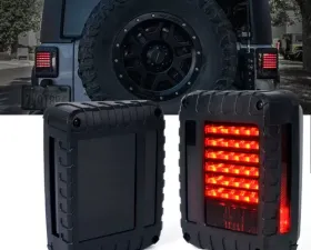 Xprite Smoke Defender Series LED Tail Light Assembly Jeep Wrangler JK JKU 2007-2018