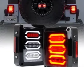 Xprite Clear G3 Diamond Series LED Taillight Assembly Jeep Wrangler JK JKU 2007-2018