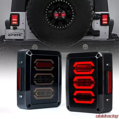 Xprite Smoke G3 Diamond Series LED Taillight Assembly Jeep Wrangler JK JKU 2007-2018 - TL-JK-G3-SMK