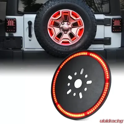Xprite 14" Cyclone Series Spare Tire LED Brake Light Jeep Wrangler 2007-2018 - TL-JK-WHEEL-G3
