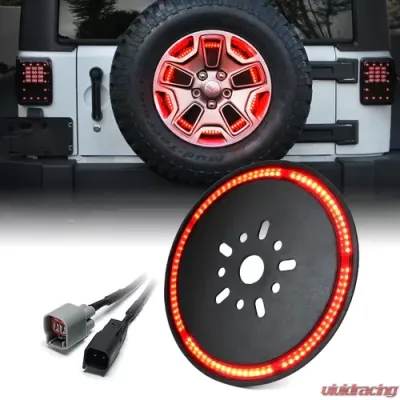 Xprite 14" Typhoon Series Spare Tire LED Brake Light Jeep Wrangler JK JKU 2007-2018 - TL-JK-WHEEL-G5