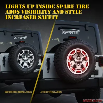 Xprite 14" Typhoon Series Spare Tire LED Brake Light Jeep Wrangler JK JKU 2007-2018 - TL-JK-WHEEL-G5