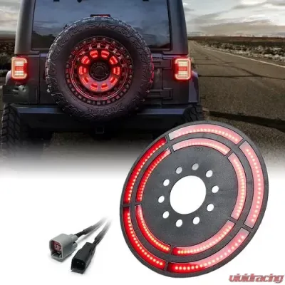 Xprite 14" Typhoon Series Dual Ring Spare Tire LED Brake Light Jeep Wrangler JK JKU 2007-2018 - TL-JK-WHEEL-G6