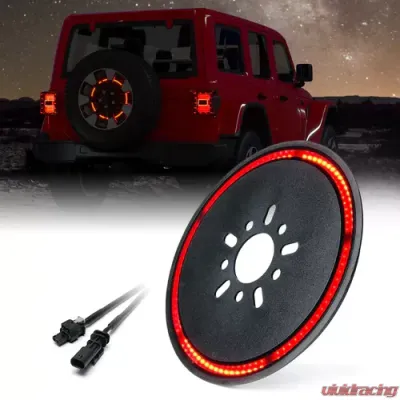 Xprite 14" Typhoon Series Spare Tire LED Brake Light Jeep Wrangler JL JLU 2018-2022 - TL-JL-WHEEL-G5