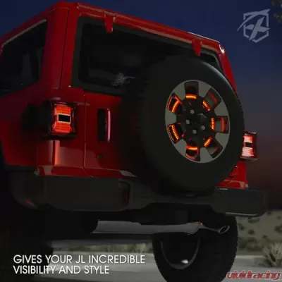 Xprite 14" Typhoon Series Spare Tire LED Brake Light Jeep Wrangler JL JLU 2018-2022 - TL-JL-WHEEL-G5