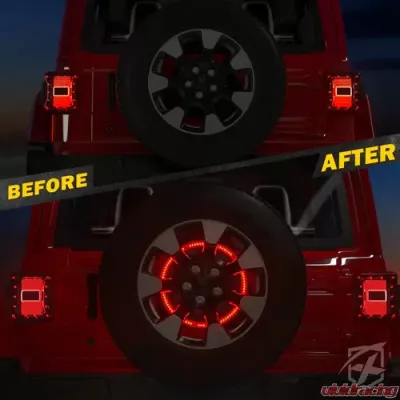 Xprite 14" Typhoon Series Spare Tire LED Brake Light Jeep Wrangler JL JLU 2018-2022 - TL-JL-WHEEL-G5