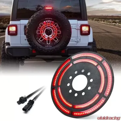 Xprite 14" Typhoon Series Dual Ring Spare Tire LED Brake Light Jeep Wrangler JL JLU 2018-2022 - TL-JL-WHEEL-G6