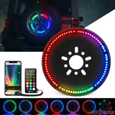 Xprite Spare Tire RGB LED Brake Light Jeep Wrangler JK 2007-2018 - TL-UNI-WHEEL-G3