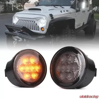 Xprite Smoke G2 LED Amber Turn Signal Light Jeep Wrangler 2007-2018 - TS-JK-G2-SMK