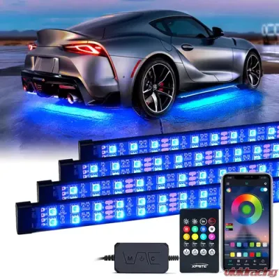 Xprite Rivalry Series Dual Row RGB LED Underbody Glow Kit with Remote Control and Bluetooth - UGL-62709-DUAL-G1