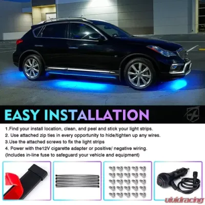 Xprite Rivalry Series Dual Row RGB LED Underbody Glow Kit with Remote Control and Bluetooth - UGL-62709-DUAL-G1