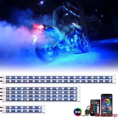 Xprite 8-Piece G2 Moto Series LED RGB Underbody Glow Kit with Bluetooth & Remote Control - UGL-MOTOR-G2-8PC