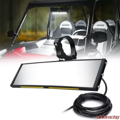 Xprite 9" Aluminum UTV Rear View Mirror Integrated LED Dome Lights - UTV-CM-G6
