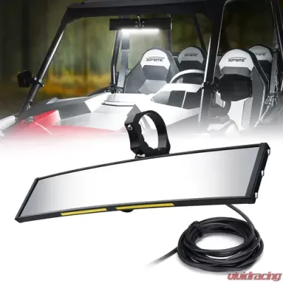 Xprite 13" Aluminum Rear View Mirror Integrated LED Dome Lights - UTV-CM-G8