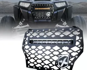Xprite Black Steel Mesh Grille with 60W LED Lightbar Polaris RZR 1000 XP Turbo 2017-2018
