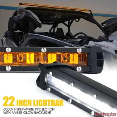 Xprite 22" Sunrise Series Single Row LED Light Bar with Amber Backlight - WL-C6AMBER-100SS