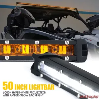 Xprite 50" Sunrise Series Single Row LED Light Bar with Amber Backlight - WL-C6AMBER-240SS