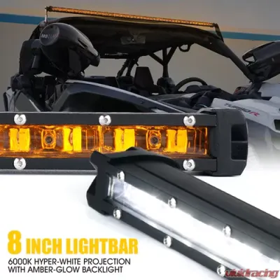 Xprite 8" Sunrise Series Single Row LED Light Bar with Amber Backlight - WL-C6AMBER-30SS