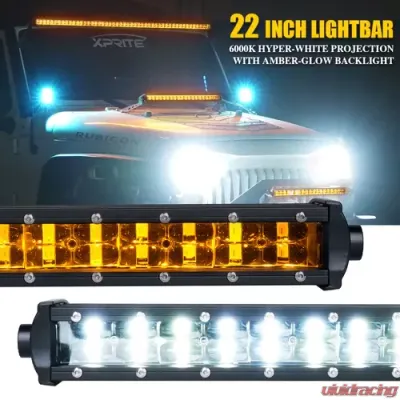 Xprite 22" Sunrise Series Double Row LED Light Bar with Amber Backlight - WL-C8AMBER-120SS
